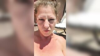 Happy Mother's day to me swimming, masturbating poolside