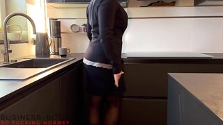 Boss Secretary Lunch Break Sex in the Office Kitchen - Pencil Skirt up and Cum Dripping Pussy