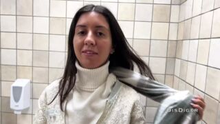 Real Porn Casting in a Public Toilet of Shopping Mall