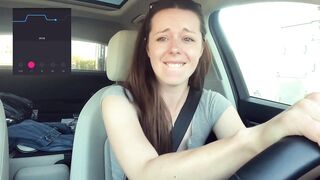 Trying not to cum too loud in the Starbucks Drive Thru!