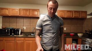 Stepson got Boner while Watch her Hot Step Mom Cooks - Milf