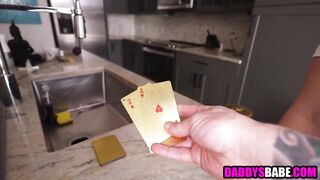 Stepdad and stepdaughter sex in the kitchen