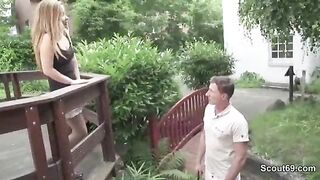 Skinny German Teen Seduce to Fuck Outdoor for Money