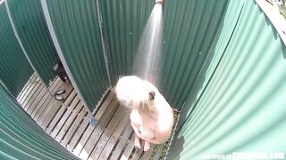 Czech Big Tits Blonde Spied in Public Shower Cabin