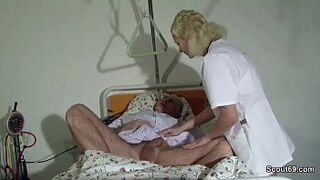 German Teen Nurse Help Old Men to Cum with a Fuck