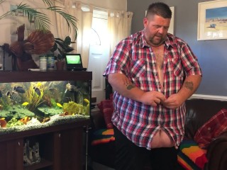 550LBS Superchub trying on tight clothes and belly play