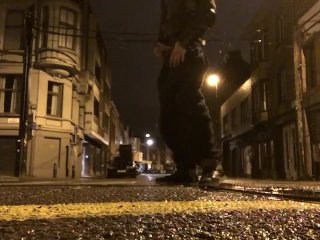 A little bit of dick play in the night in a public place