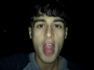 After stranger walked away I chew and swallow his cum - playing with cum on tongue