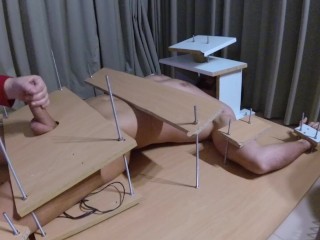Amateur Femdom handjob ruined orgasm with feet torture