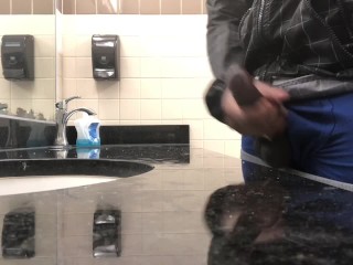BBC JERKOFF CUMSHOT IN PUBLIC BATHROOM
