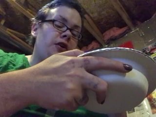 Bbw Eating Canned Ravioli