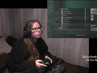 BBW Gamer Girl Drinks and Eats While Playing Resident Evil 2 Part 12