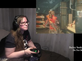 BBW Gamer Girl Drinks and Eats While Playing Resident Evil 2 Part 5