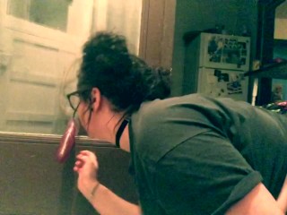 BBW In Knee High Socks And Pigtails Rides Dildo Til She Cums