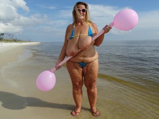 Beach Boob Weight Lifting (includes 145 photo musical slide show)