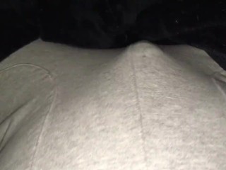 Belly Masturbation! Stomach Bulge makes Me Cum in Grey Sweatpants
