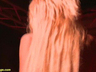 big boob milf put a slip in her pussy on public stage