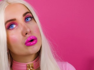 Big Fake Lips Barbie Doll Lollipop Tease and Lipstick Application