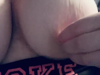 Big tit teen plays with her tits - early in the morning