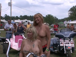 Biker Chicks Gets Naked At A Rally