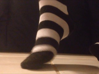 Black and White Striped Sock Presenting