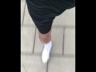 BULGING Out Of THOSE SHORTS ** Ball Stretcher ON **