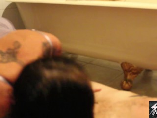 Chantelle Fox gives a nasty bj on the bathroom floor