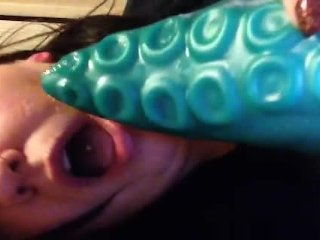Choking and Gagging on a MASSIVE TOY