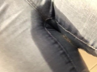 Chubby girl wetting / pee desperation