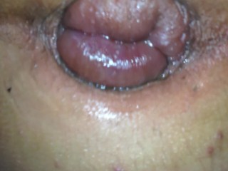 close up double anal pump with result