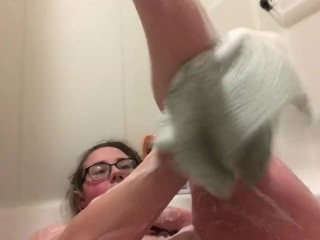 College girl in bath