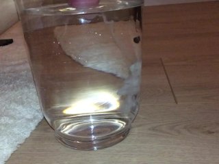 College twink boy shoots big cumshot in water with slowmotion