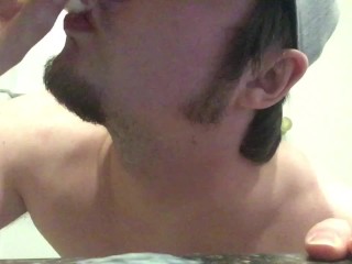 Cum Obsessed Straight Guy Shoots into a Shot Glass