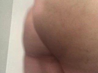 Curvy blonde sucking on dildo and playing