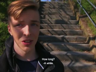 CZECH HUNTER 425 -  Blonde Jock Gets A Mouthful Of Cock On The Stairs Of The Park