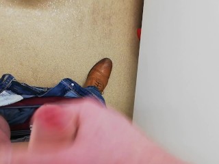 Danger wank in work toilet
