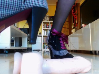Dildo stomping with my sexy pin up ankle boots