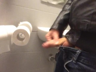 Dirty boy Pissing in public sink