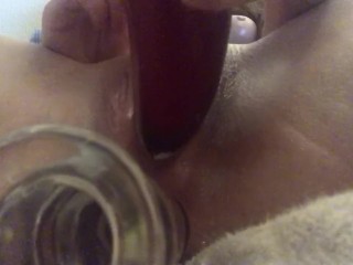 Double penetrated by toys!
