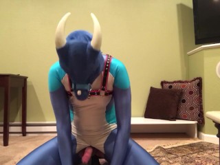 Dragon self-bondage dildo ride