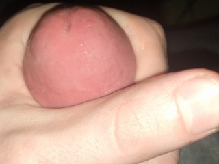 Edging and leaking close-up cumshot