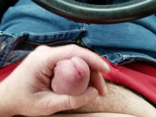 Emptying full balls jerking off in public in my car