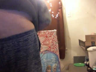 fat white girl buttcrack putting clothes away