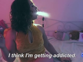 First time smoking in my own house - feeling like a bad girl - striptease