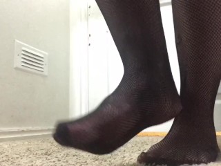 Fishnet up close footplay video