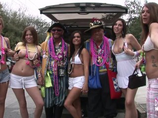 Five Girl Flashing Party At Awesome Street Festival