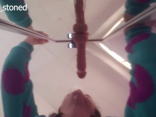 Gem Stoned~Mirror Dildo Deepthroat Practice for Daddy