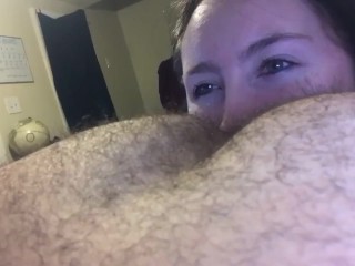 Giving daddy a rim job
