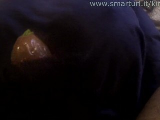 Handjob Ruined Orgasm with Gloves and Condom on Big Tits