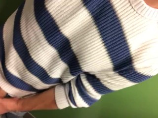 Horny guy plays with his cock on lunch break